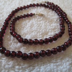 Garnet Gemstone Necklace 17 Inches Fish Hook Clasp